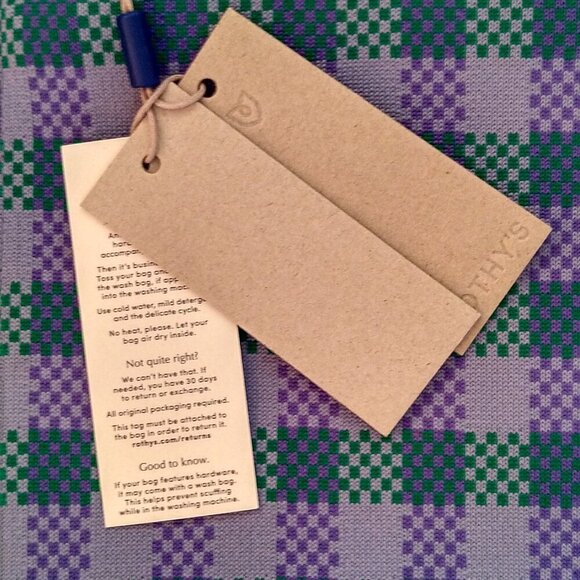 ROTHY'S Retired Wristlet Tote Blueberry Gingham Pattern Sustainable NEW Tags NWT - Picture 5 of 5
